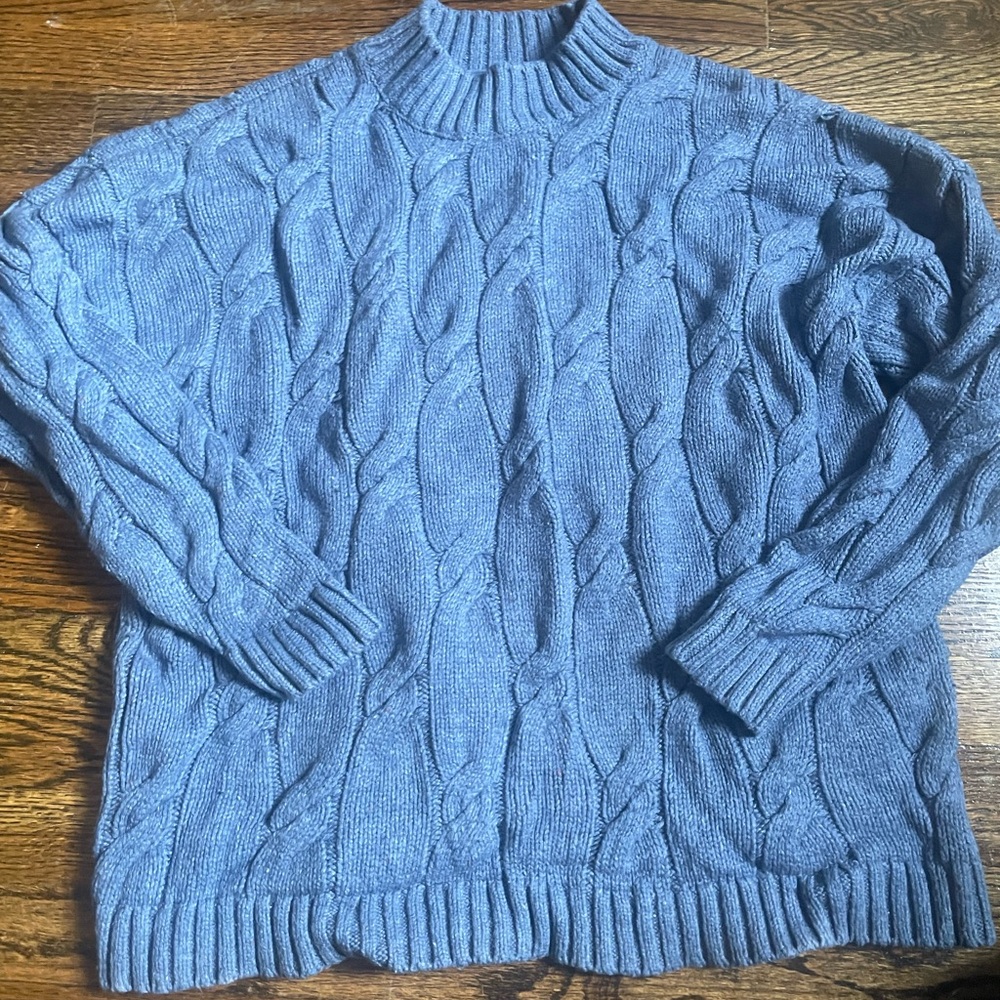 Lands End Blue Cable Knit Sweater